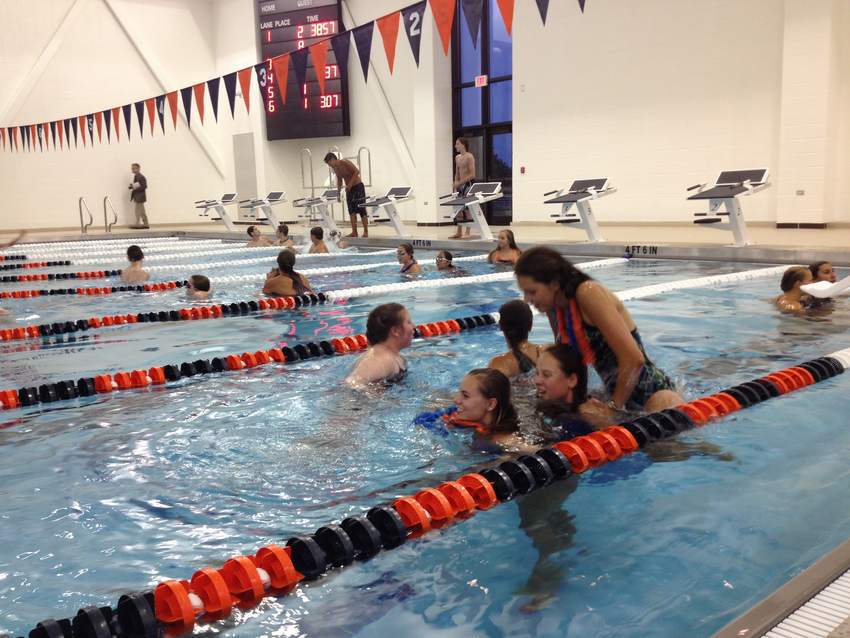 BG students test out the waters of the Natatoriums new pool.