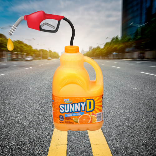 Sunny-D orange juice is discovered as effective gasoline alternative