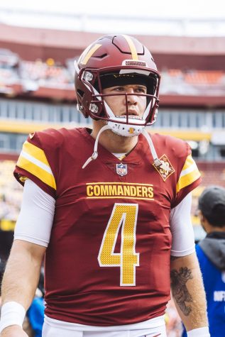 ON THE FIELD: Washington Commanders quarterback, Taylor Heinicke, in a game against the Green Bay Packers at FedEx Field on October 23, 2022.